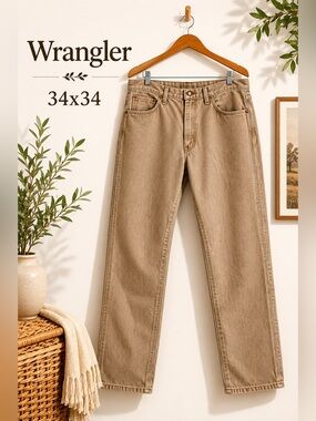 Wrangler Tan Straight Leg Jeans 34x34